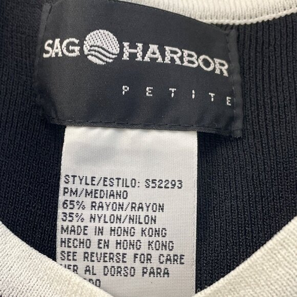 Sag Harbor Womens Black/White Knit Button Front Cardigan Sweater PM - New - Picture 5 of 7